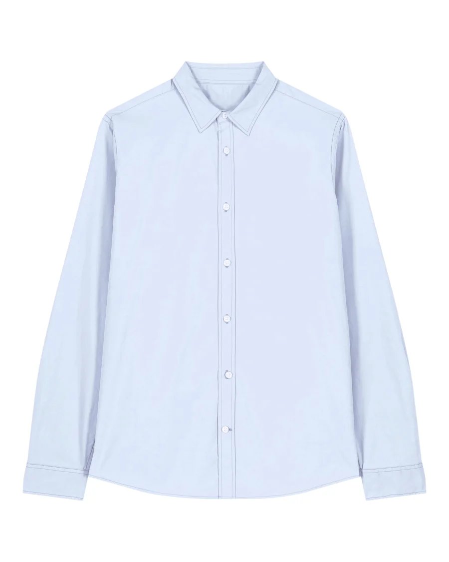 La chemise femme en bleu d'été, avec une licorne d'Alma brodée ou en transfert DTF