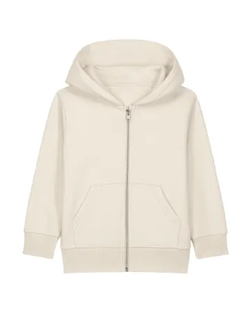 Le gilet zippé à capuche enfant en beige naturel, avec une licorne d'Alma