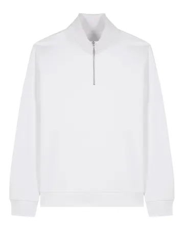 Le pull col zippé en blanc, avec une licorne d'Alma