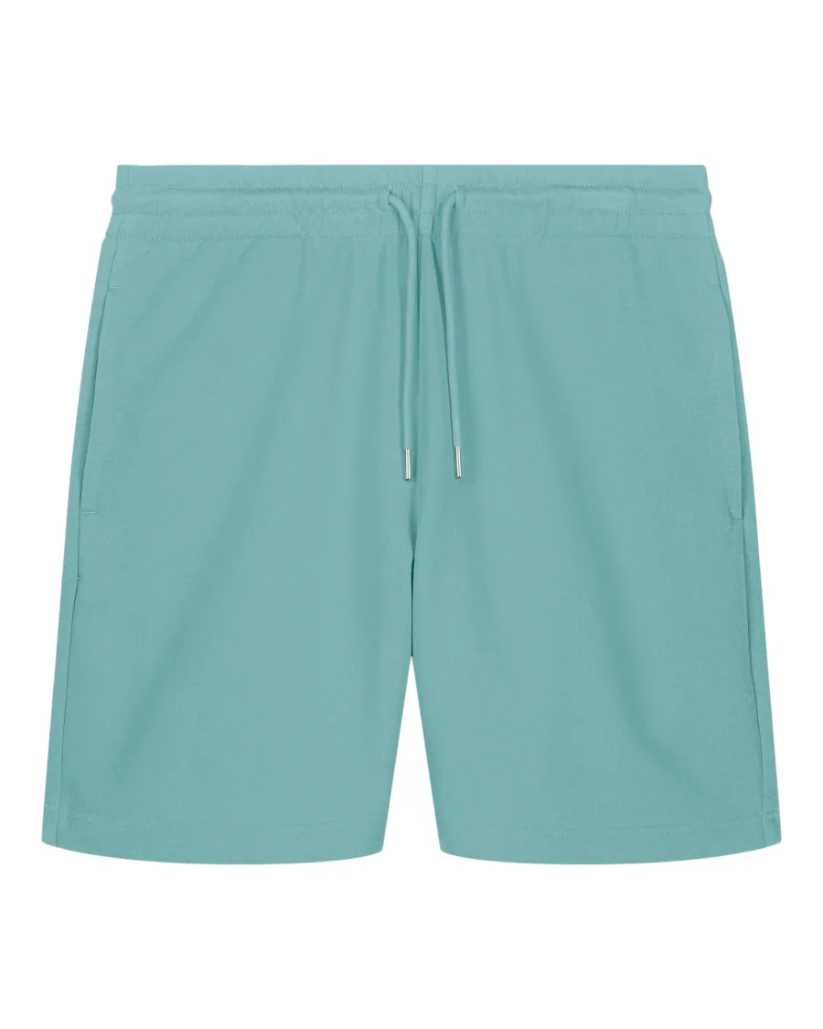 Le short de jogging en vert monstera, avec une licorne d'Alma brodée ou en transfert DTF