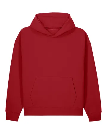 Le sweat à capuche ample en rouge passion, avec une licorne d'Alma