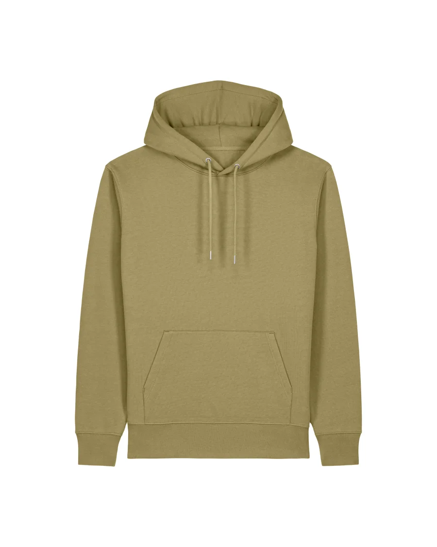 Le sweat à capuche en olive passé, avec une licorne d'Alma brodée ou en transfert DTF