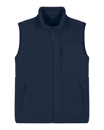 La veste sherpa sans manches en bleu marine, avec une licorne d'Alma