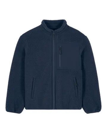 La veste sherpa en bleu marine, avec une licorne d'Alma